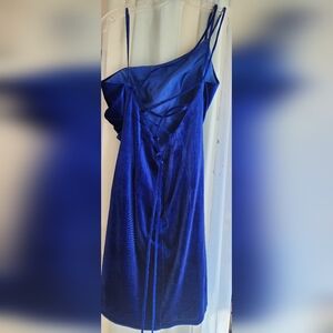 Chic One Shoulder Blue Dress